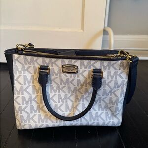 Michael Kors Navy and White Signature Tote